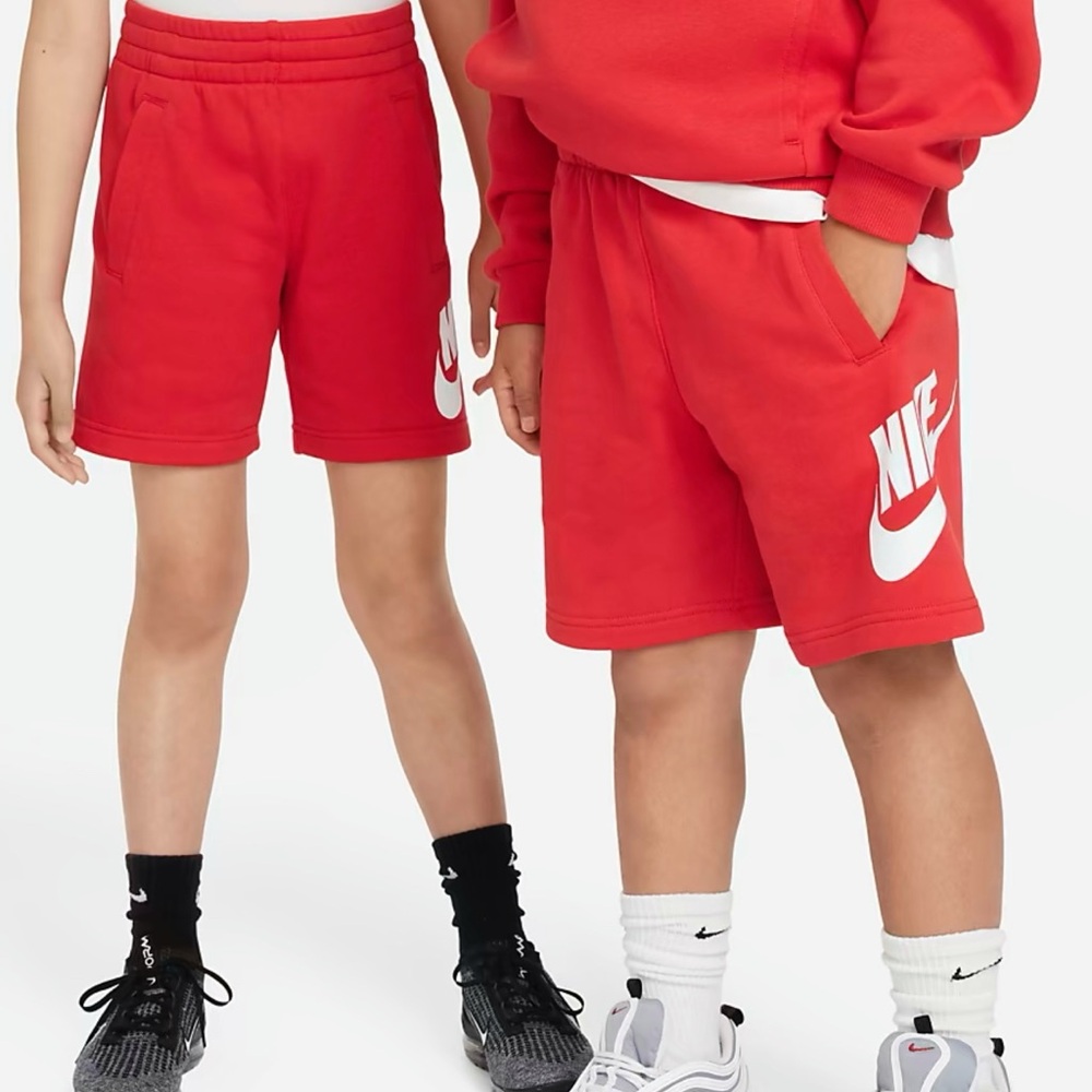 Nike Boys Medium Red Cotton Athletic Shorts with Elastic Waistband